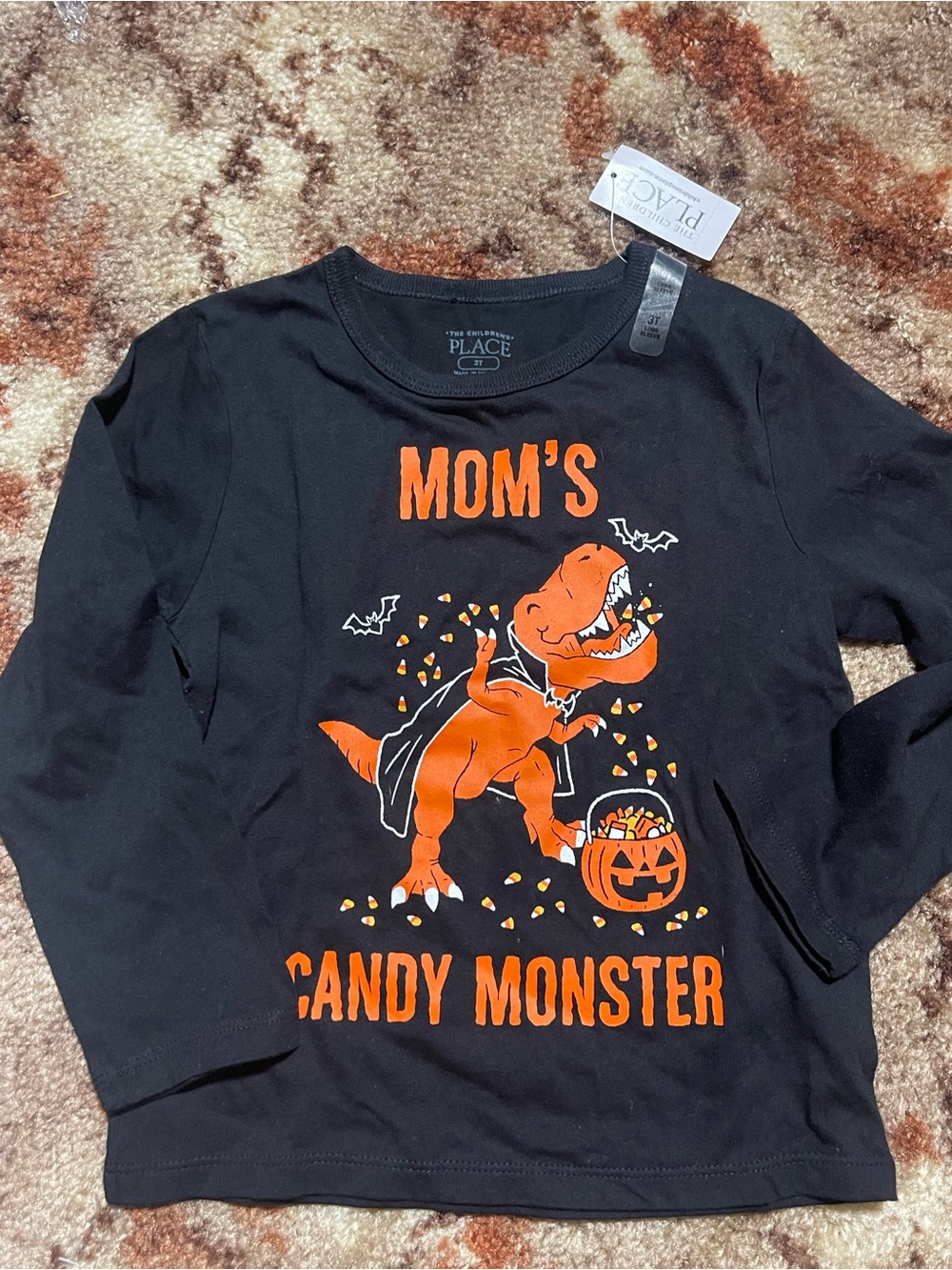The Children's Place Black & Orange Halloween 'Mom's Candy Monster' Tee